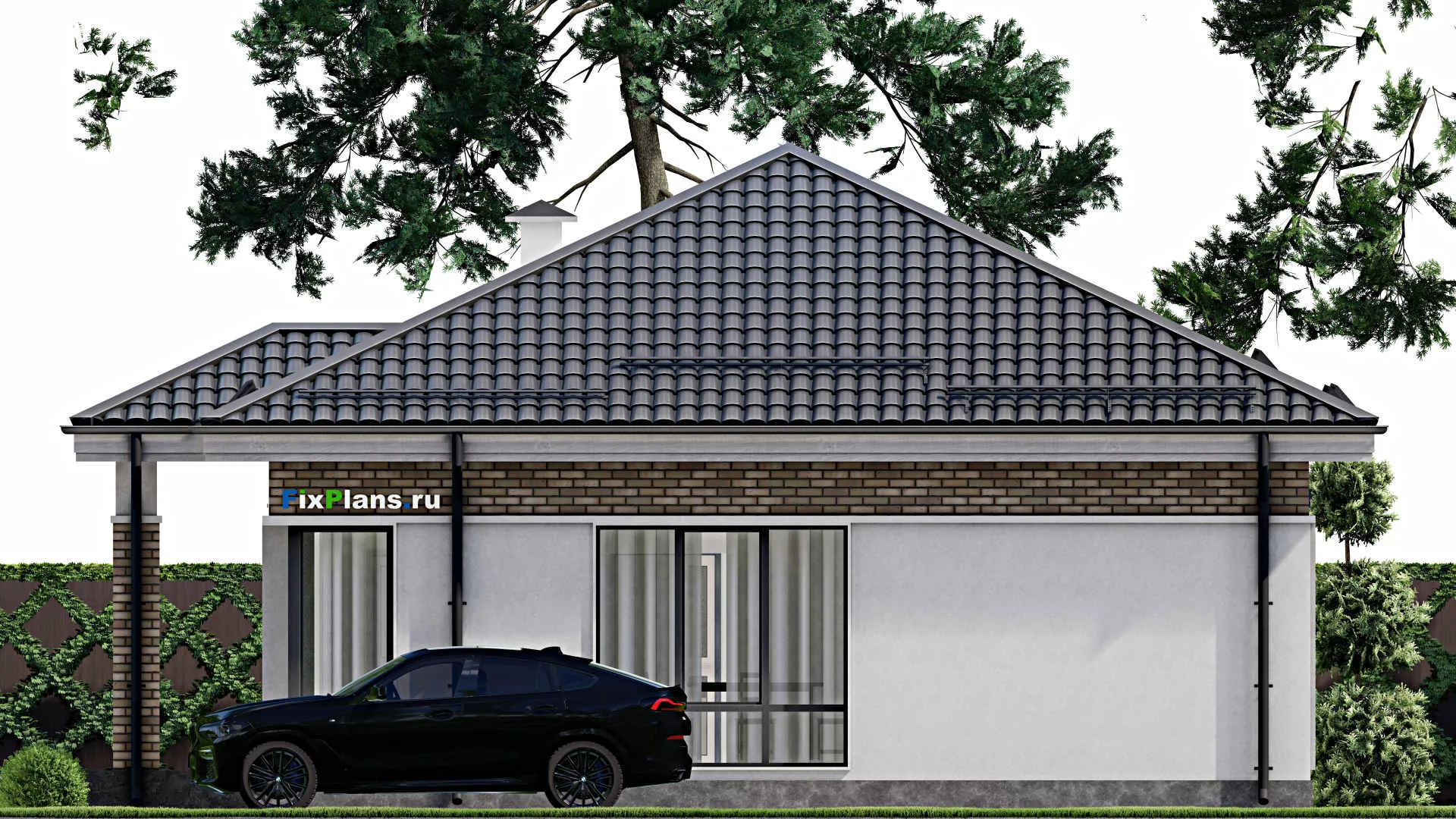 F-2573 - Проект одноэтажного дома 11 на 11, площадью 90 м² с 1 спальнями