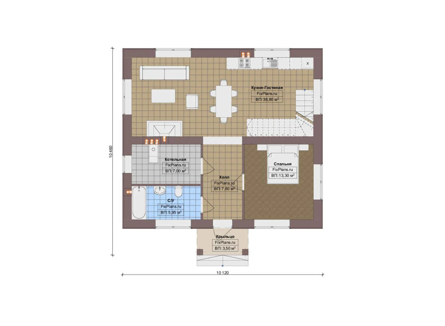 F-18098 - Планы дома с мансардой 11 на 11, площадью 140 м² с 4 спальнями