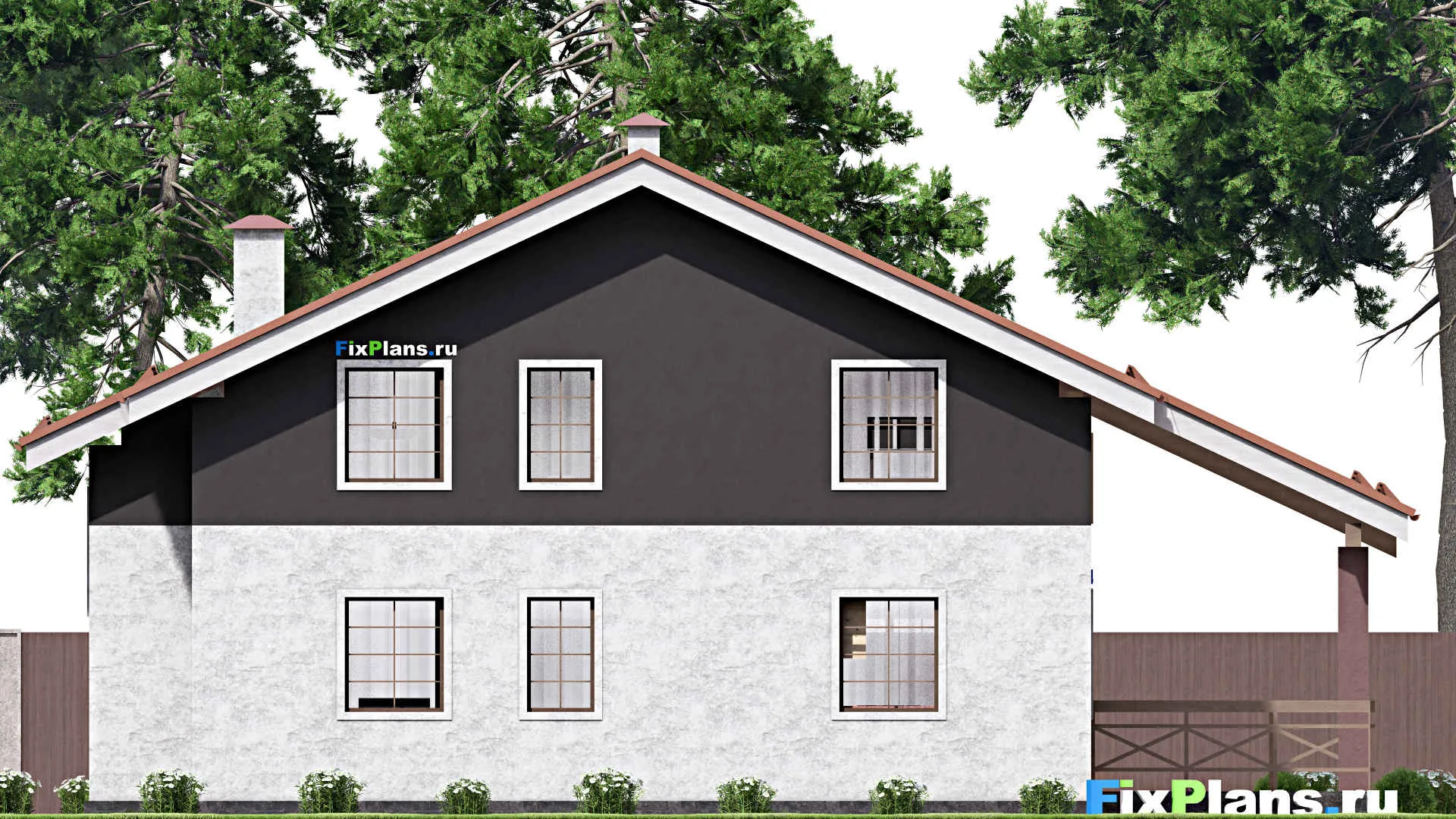 F-13346 - Проект дома с мансардой 13 на 17, площадью 260 м² с террасой, балконом и 4 спальнями