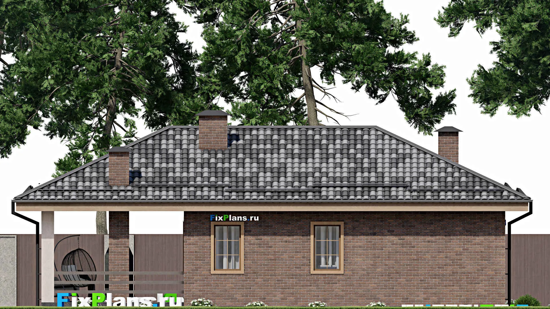 F-7802 - Проект бани 9 на 15, площадью 100 м² с терассой и 2 санузлами