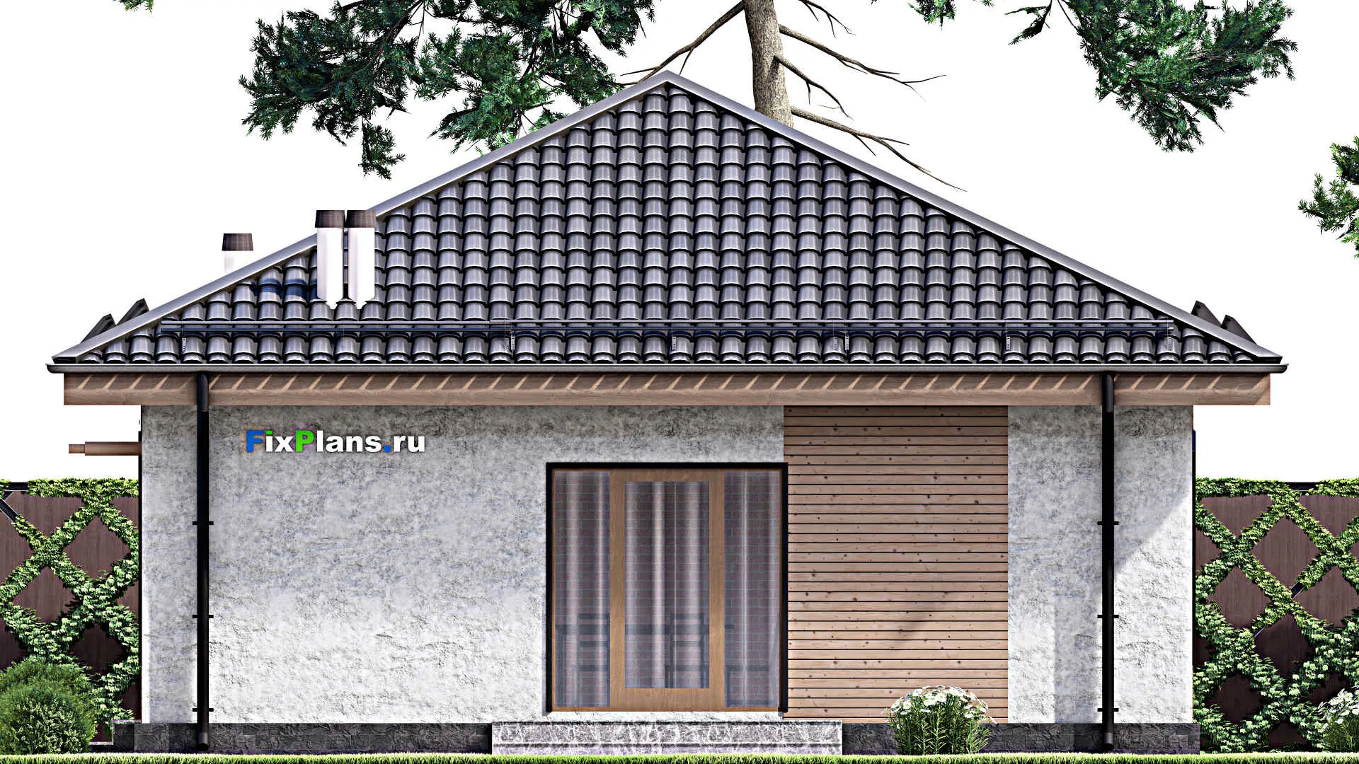 F-13571 - Проект одноэтажного дома 9 на 12, площадью 90 м² с 3 спальнями