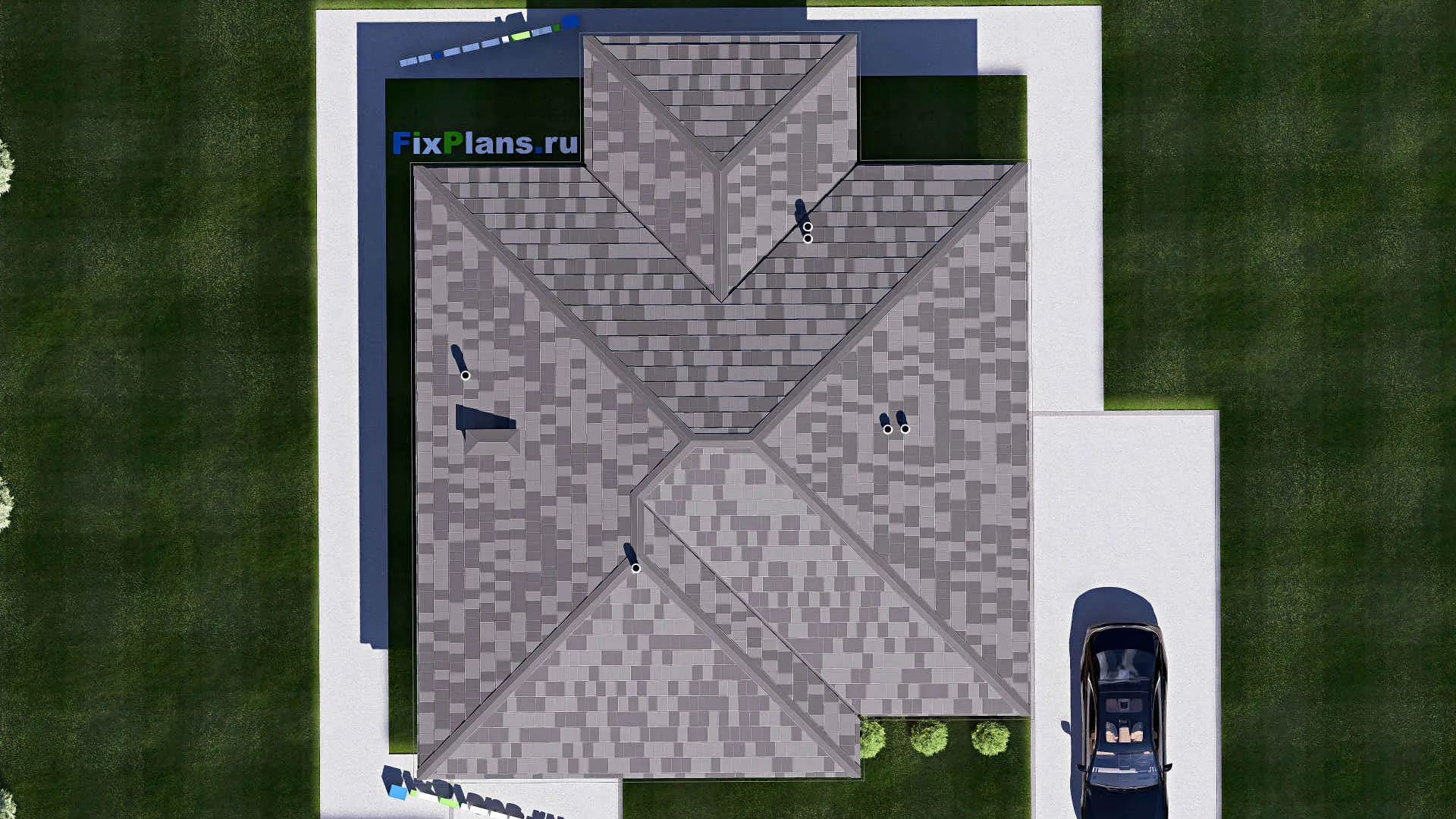 F-20348 - Проект одноэтажного дома 12 на 15, площадью 120 м² с террасой и 3 спальнями