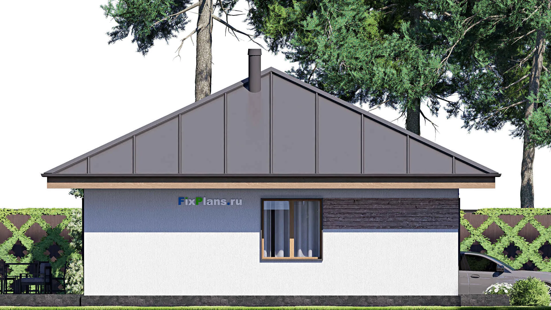 F-19835 - План одноэтажного дома 13 на 14, площадью 140 м² с террасой и 3 спальнями