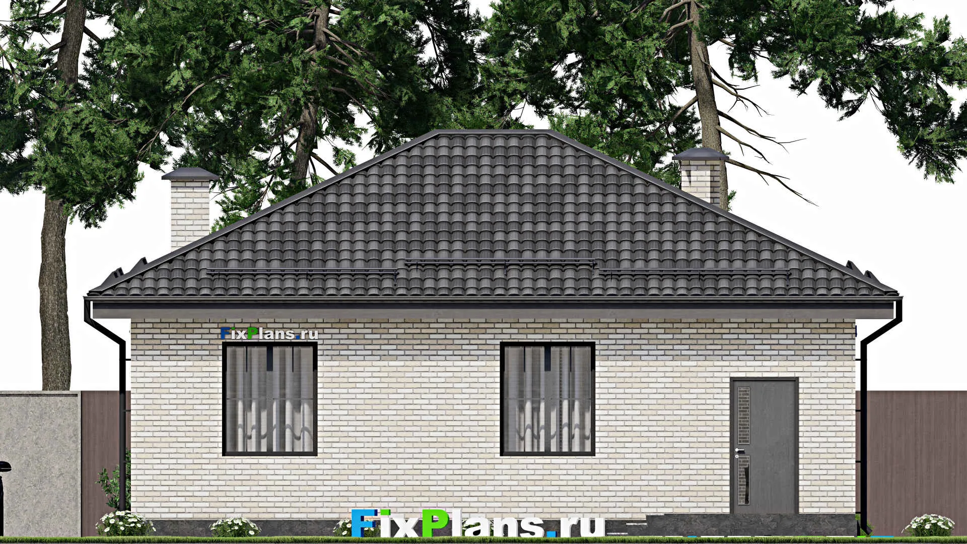 F-5606 - Проект одноэтажного дома 12 на 12, площадью 100 м² с 3 спальнями