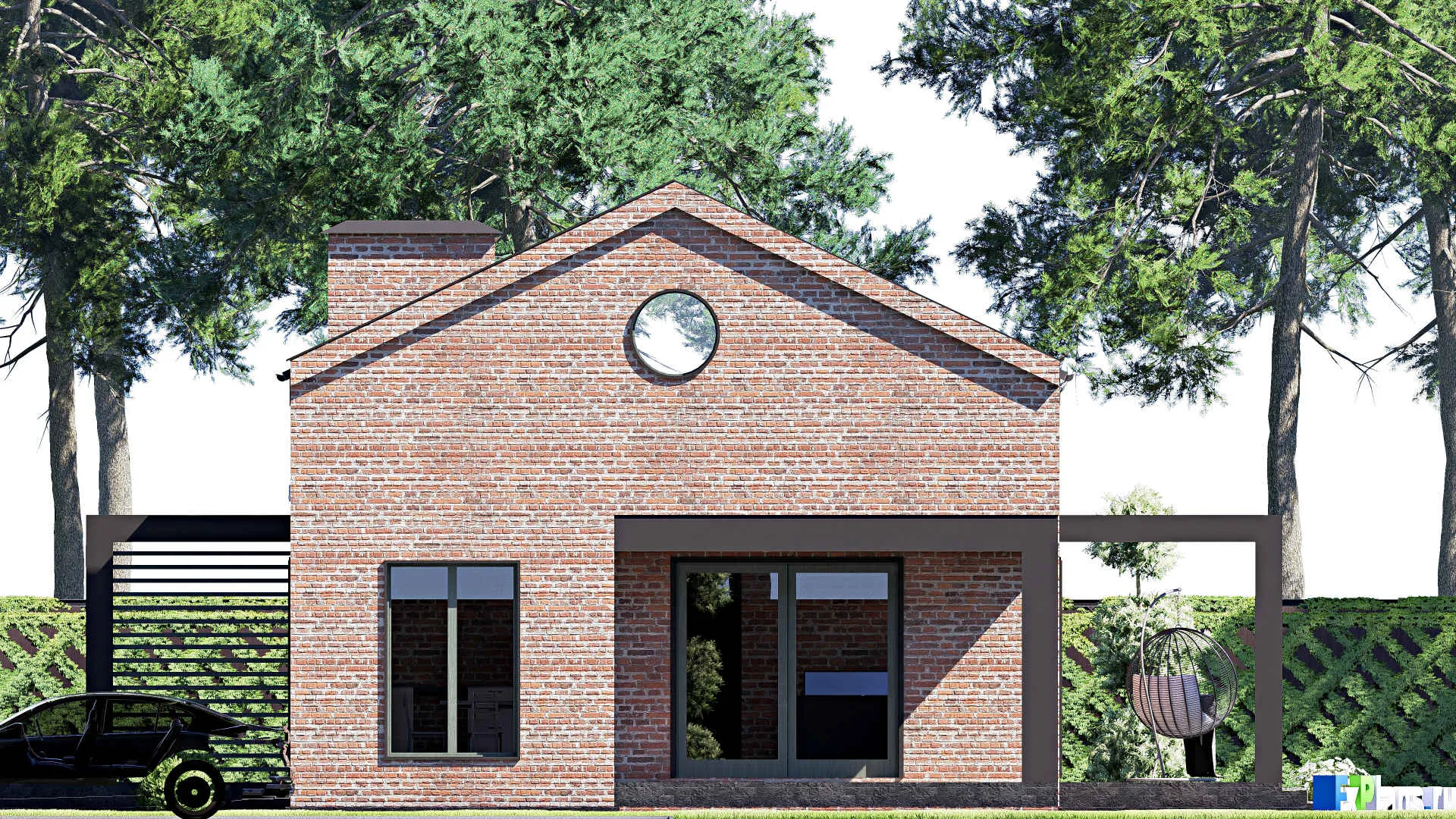 F-18458 - Проект одноэтажного дома 15 на 16, площадью 150 м² с террасой и 3 спальнями