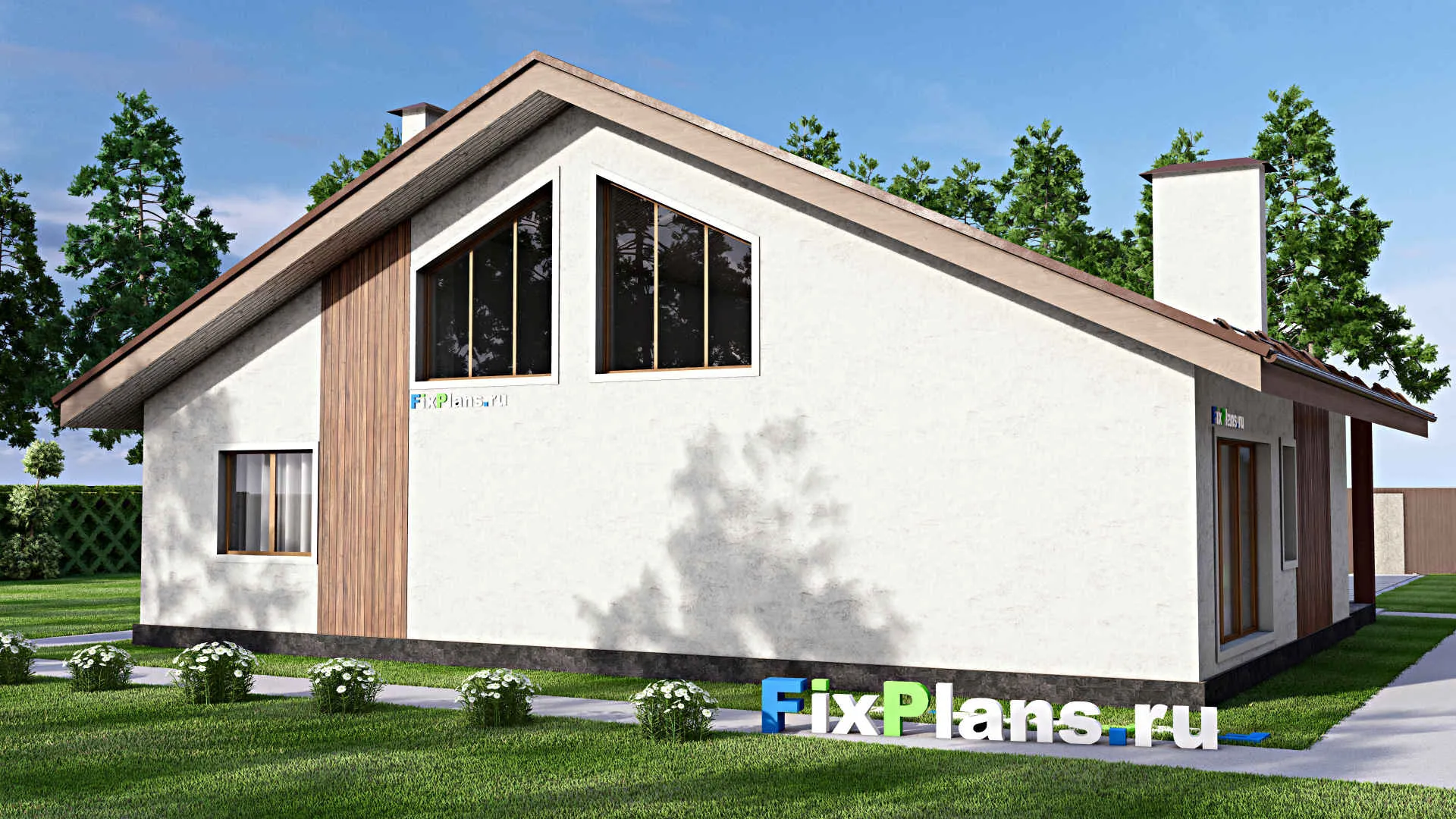 F-13373 - План одноэтажного дома 14 на 16, площадью 170 м² с террасой и 3 спальнями