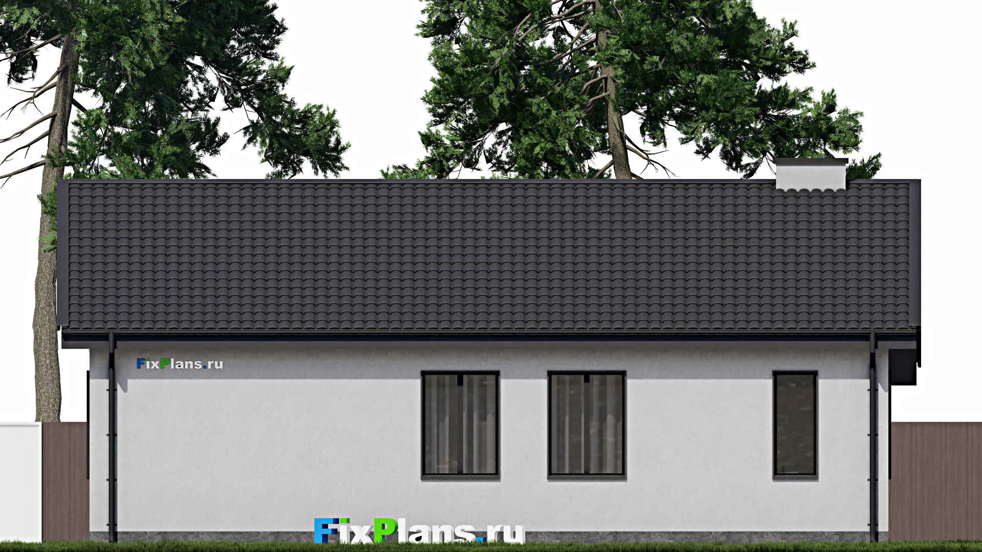 F-0872 - Проект одноэтажного дома 12 на 15, площадью 130 м² с террасой и 3 спальнями