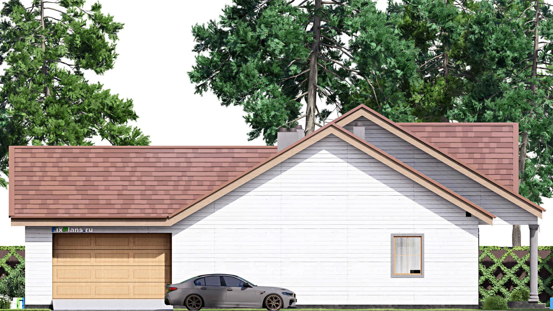 F-16487 - Проект одноэтажного дома 20 на 20, площадью 270 м² с 3 спальнями