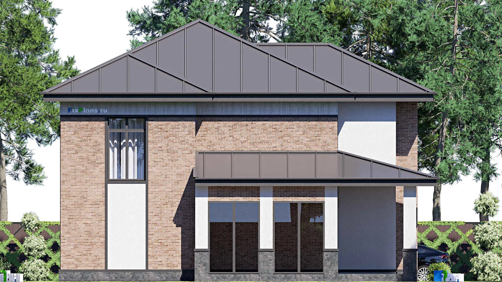 F-20474 - Проект двухэтажного дома 14 на 18, площадью 310 м² с террасой и 4 спальнями