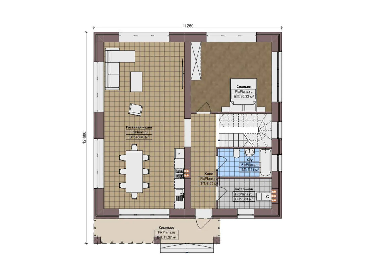 F-10583 - Планы двухэтажного дома 12 на 13, площадью 210 м² с балконом и 4 спальнями