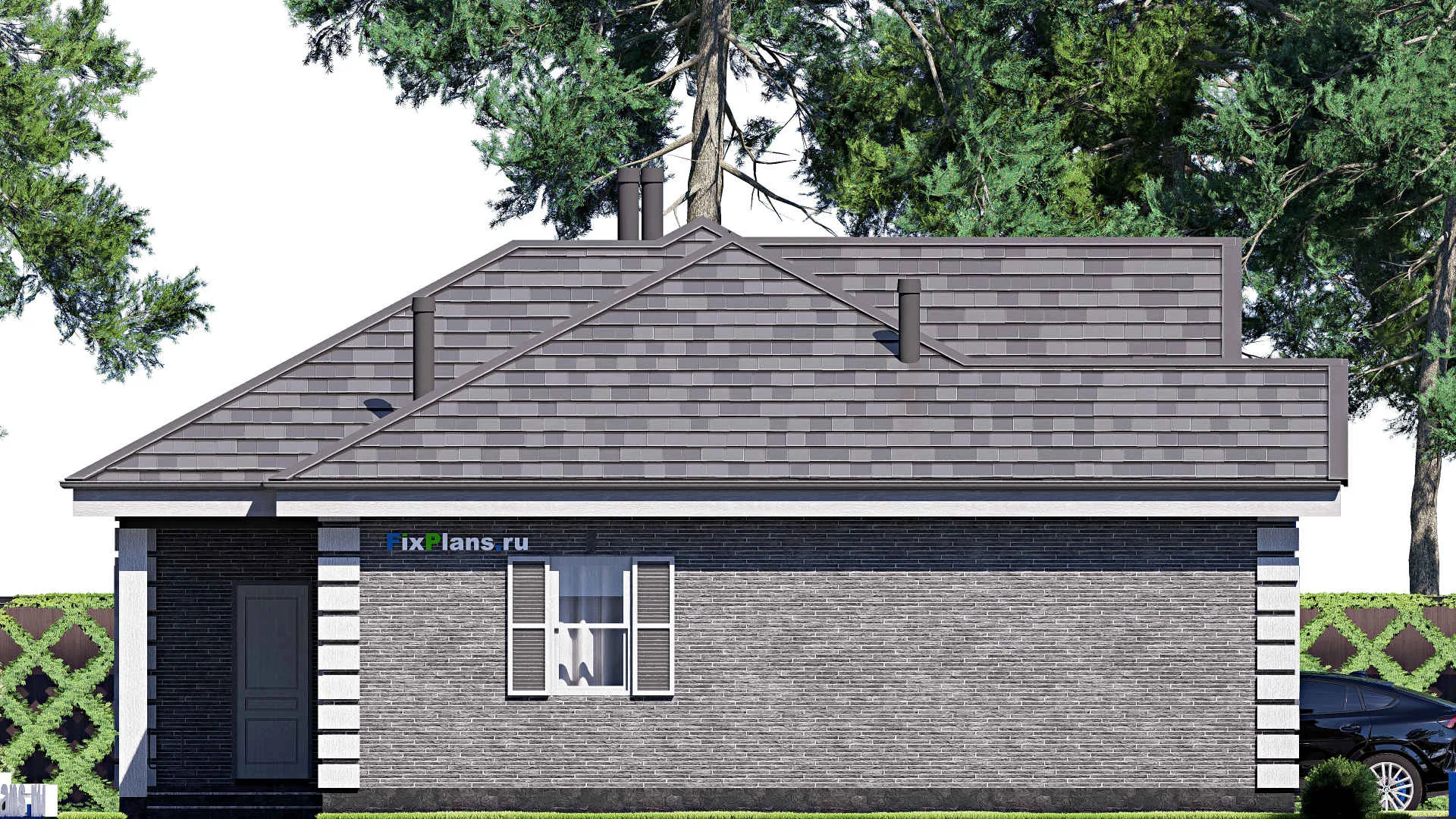 F-20420 - Проект одноэтажного дома 13 на 16, площадью 140 м² с террасой и 3 спальнями