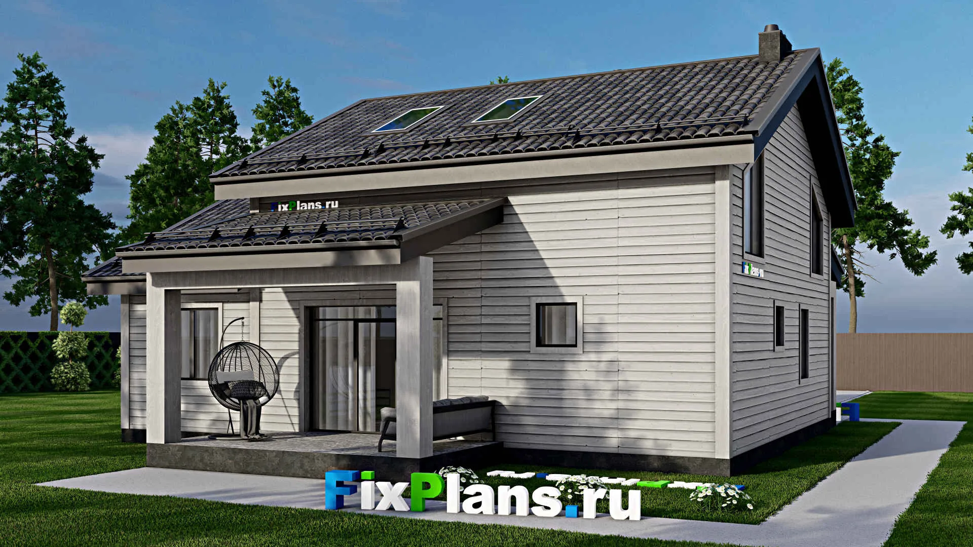 F-7460 - Проект дома с мансардой 12 на 13, площадью 190 м² с 5 спальнями