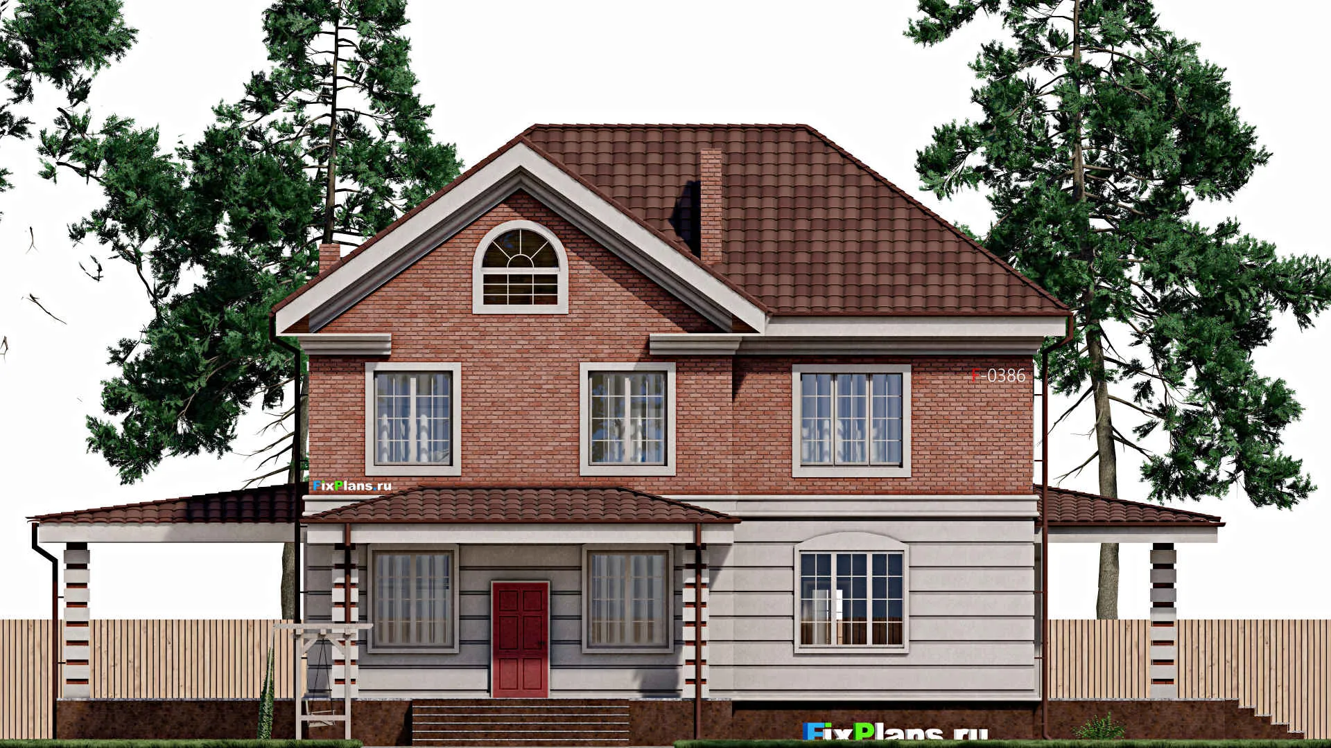 F-0386 - Проект двухэтажного дома 10 на 14, площадью 290 м² с террасой и 4 спальнями