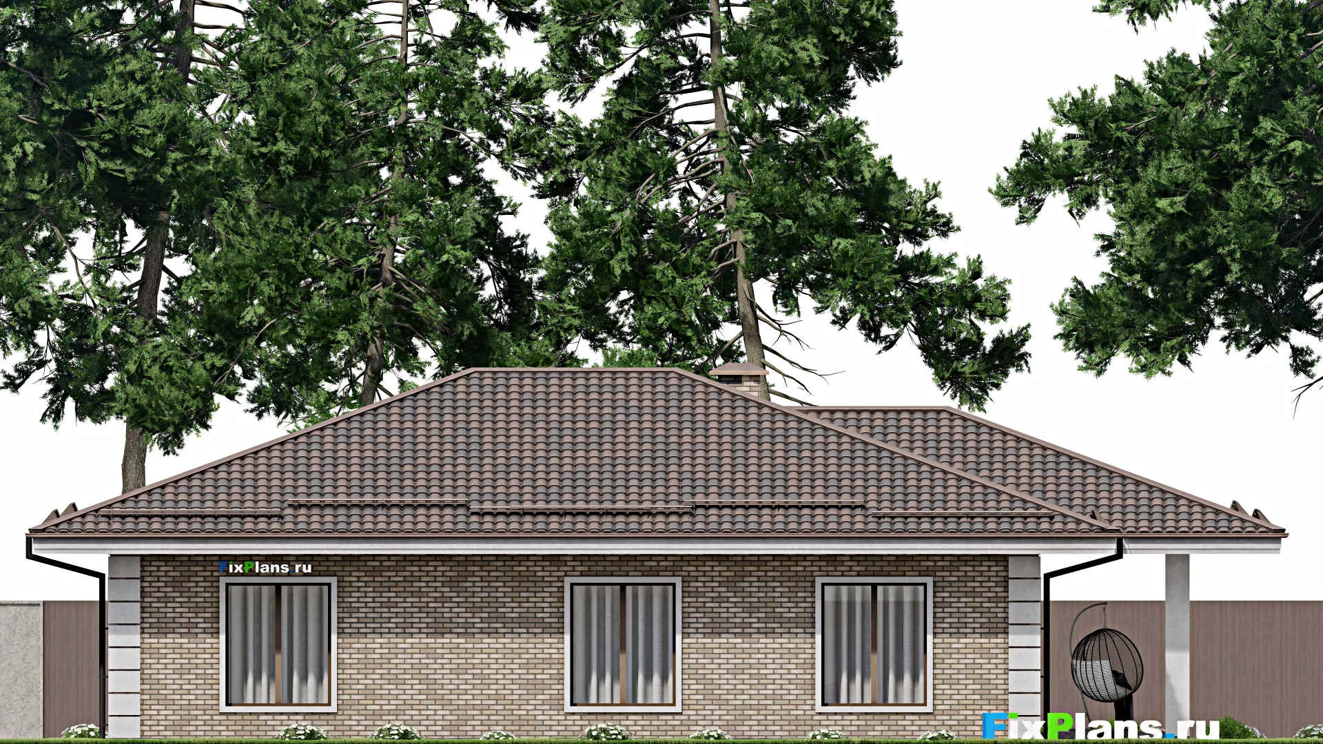 F-9368 - Проект одноэтажного дома 15 на 18, площадью 190 м² с 4 спальнями