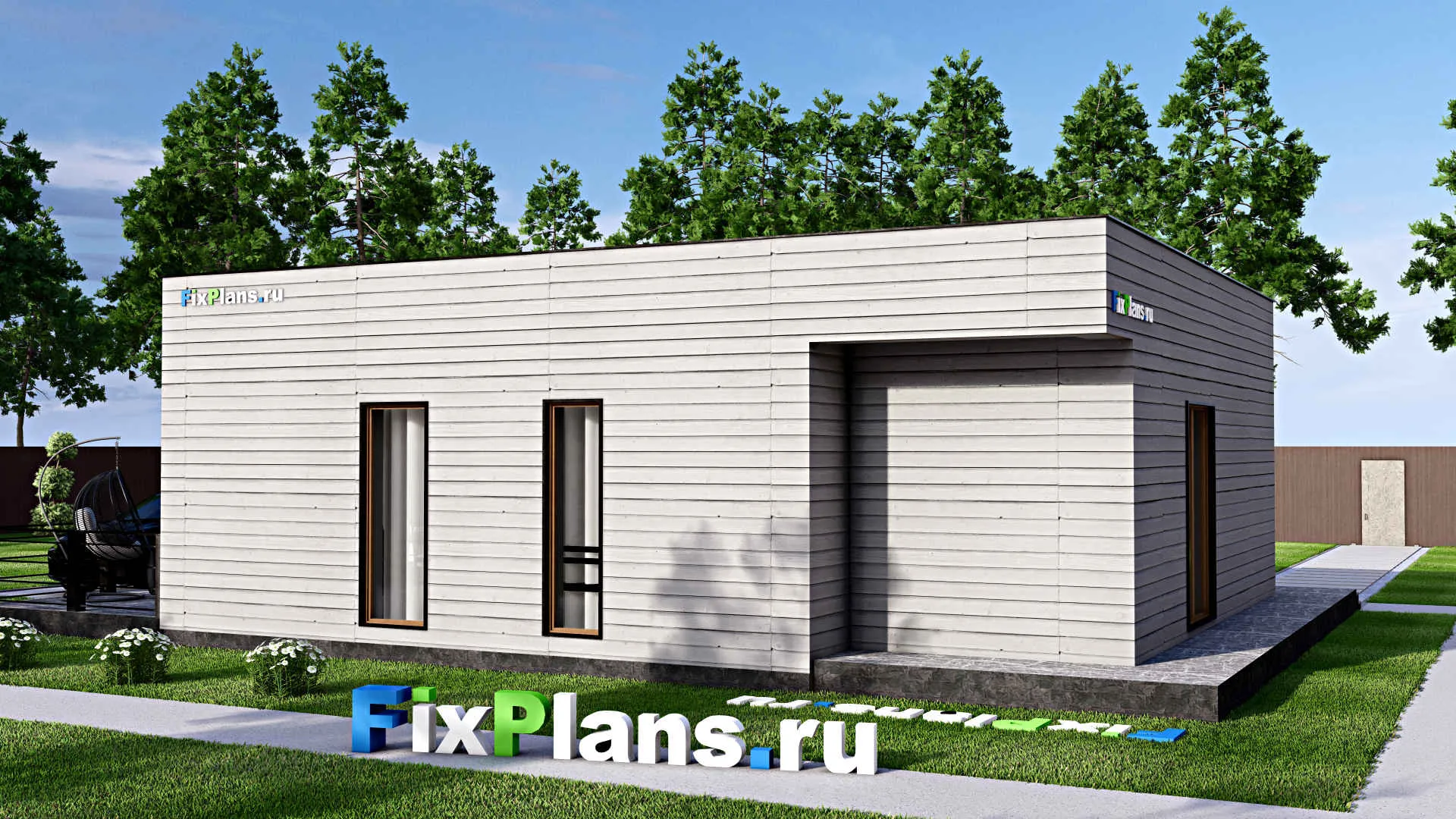 F-15137 - Проект бани 11 на 16, площадью 110 м² с комнатой отдыха, терассой и санузлом