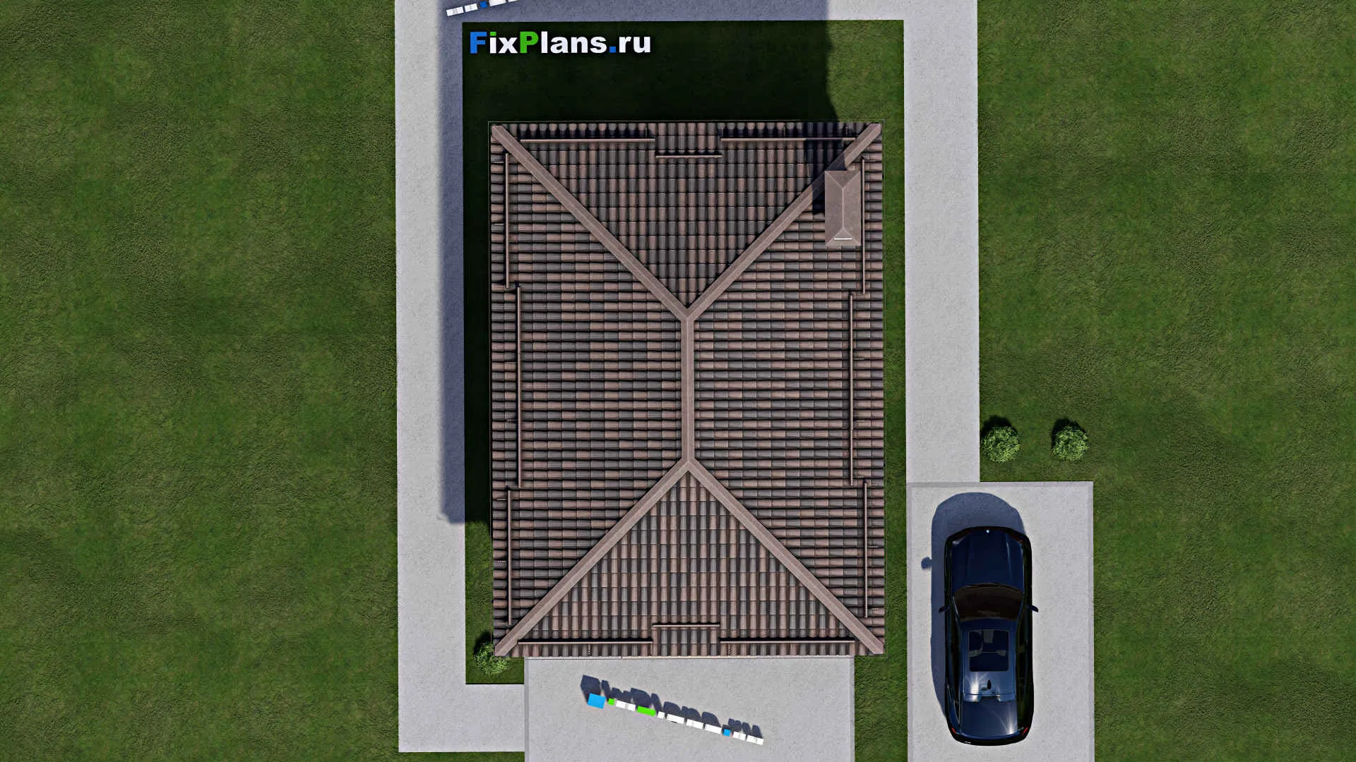 F-7478 - Проект бани 8 на 11, площадью 60 м² с терассой, санузлом и спальней