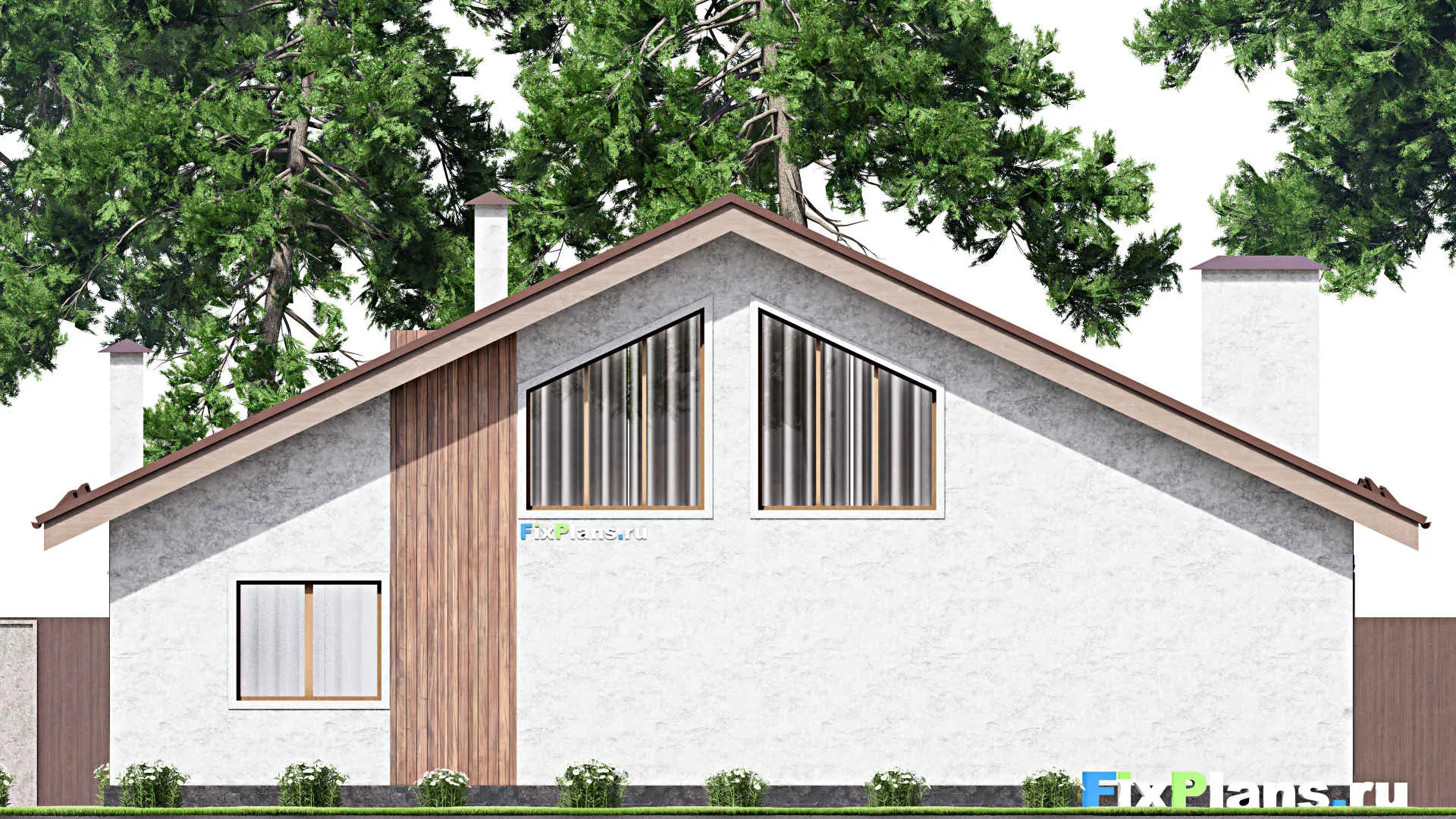 F-13373 - План одноэтажного дома 14 на 16, площадью 170 м² с террасой и 3 спальнями