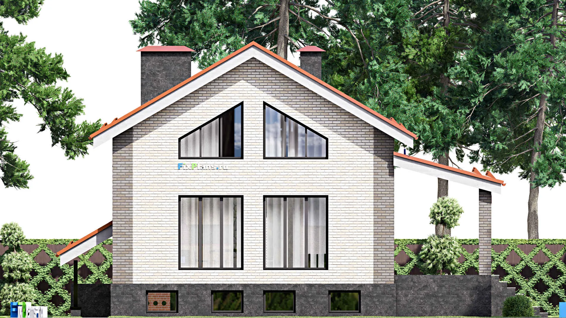 F-15722 - Планы дома с мансардой 12 на 13, площадью 170 м² с 3 спальнями