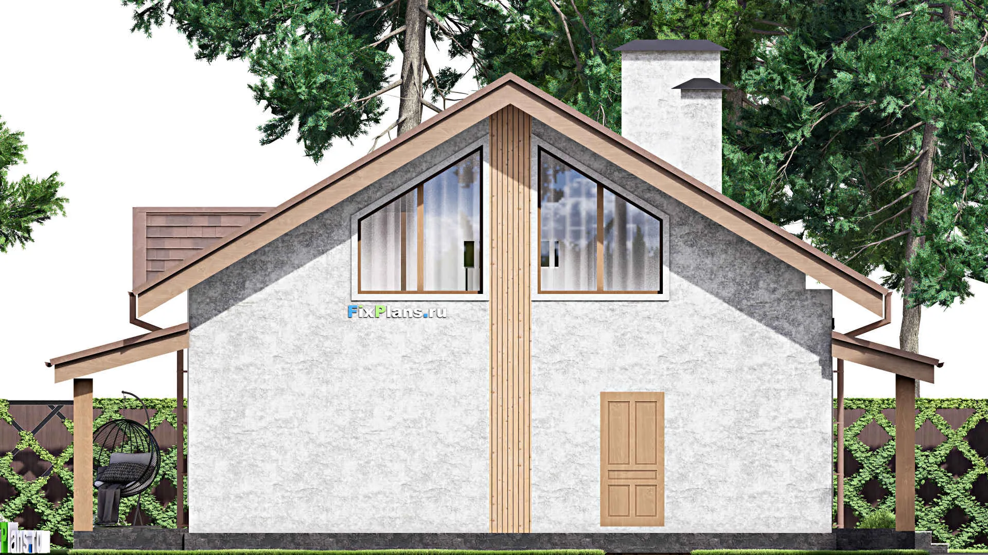 F-13643 - Проект дома с мансардой 14 на 15, площадью 210 м² с террасой и 4 спальнями