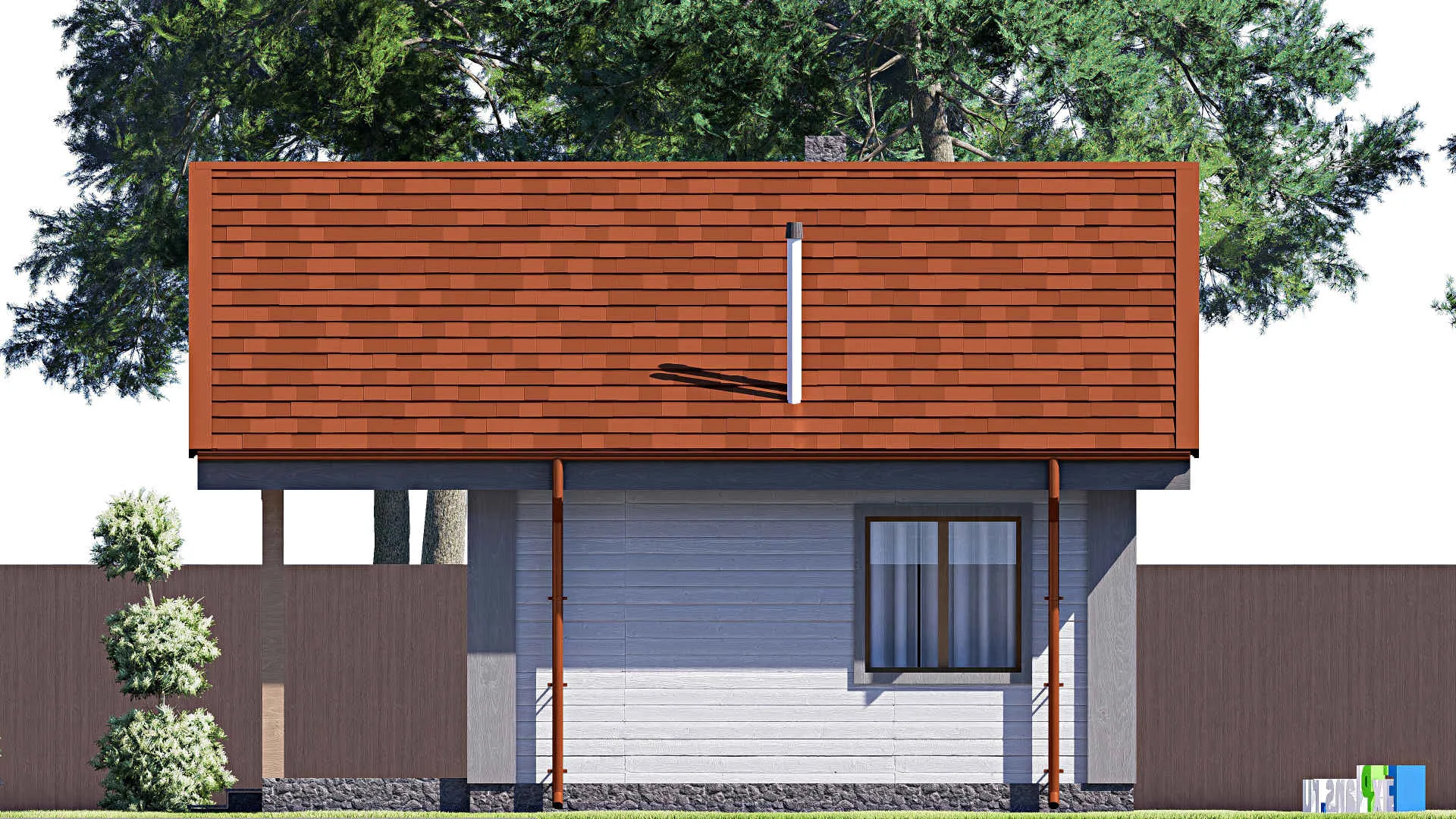 F-18116 - Проект бани 9 на 11, площадью 70 м² с терассой и санузлом