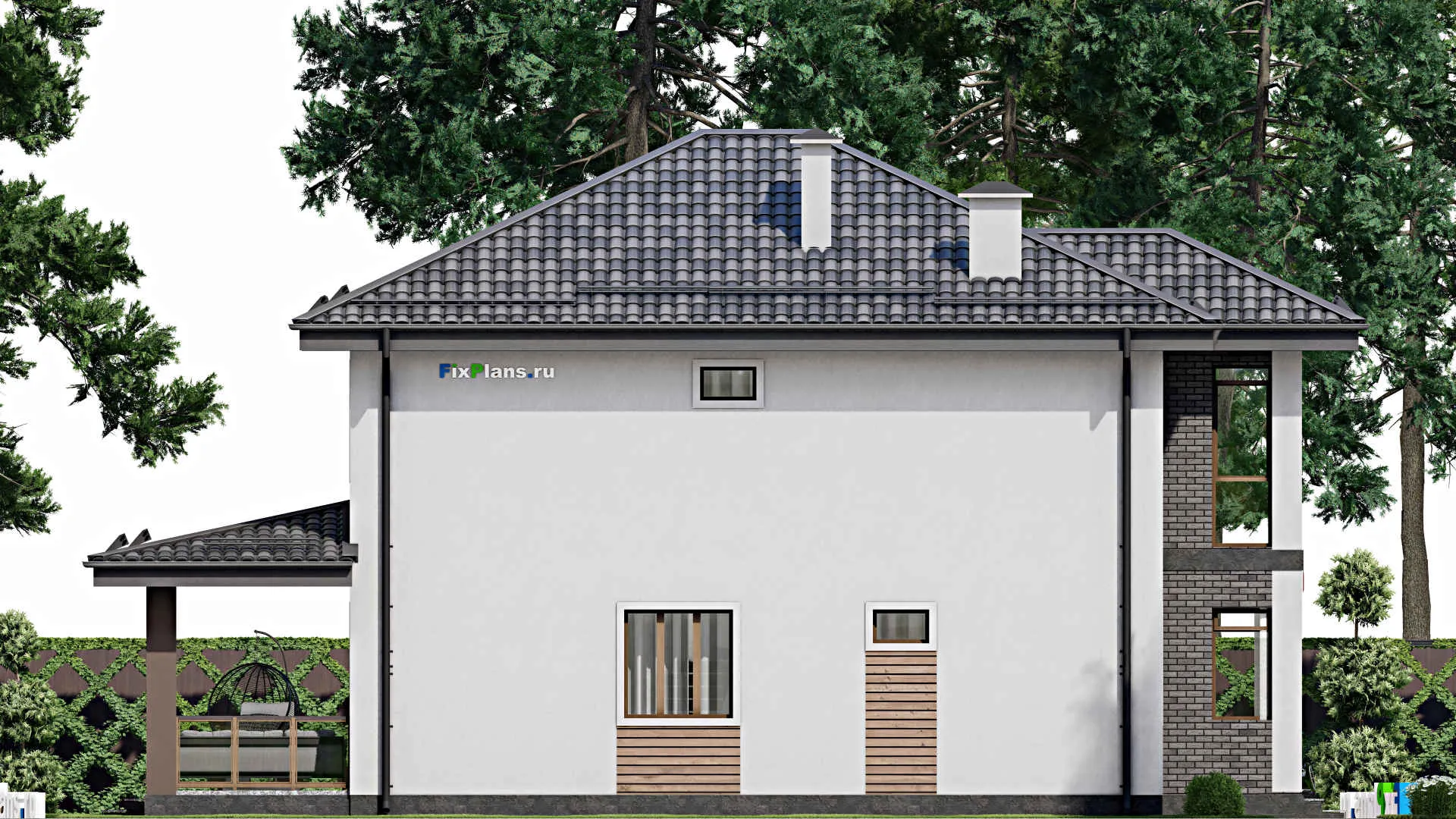 F-8900 - Проект двухэтажного дома 10 на 16, площадью 190 м² с террасой, балконом и 4 спальнями