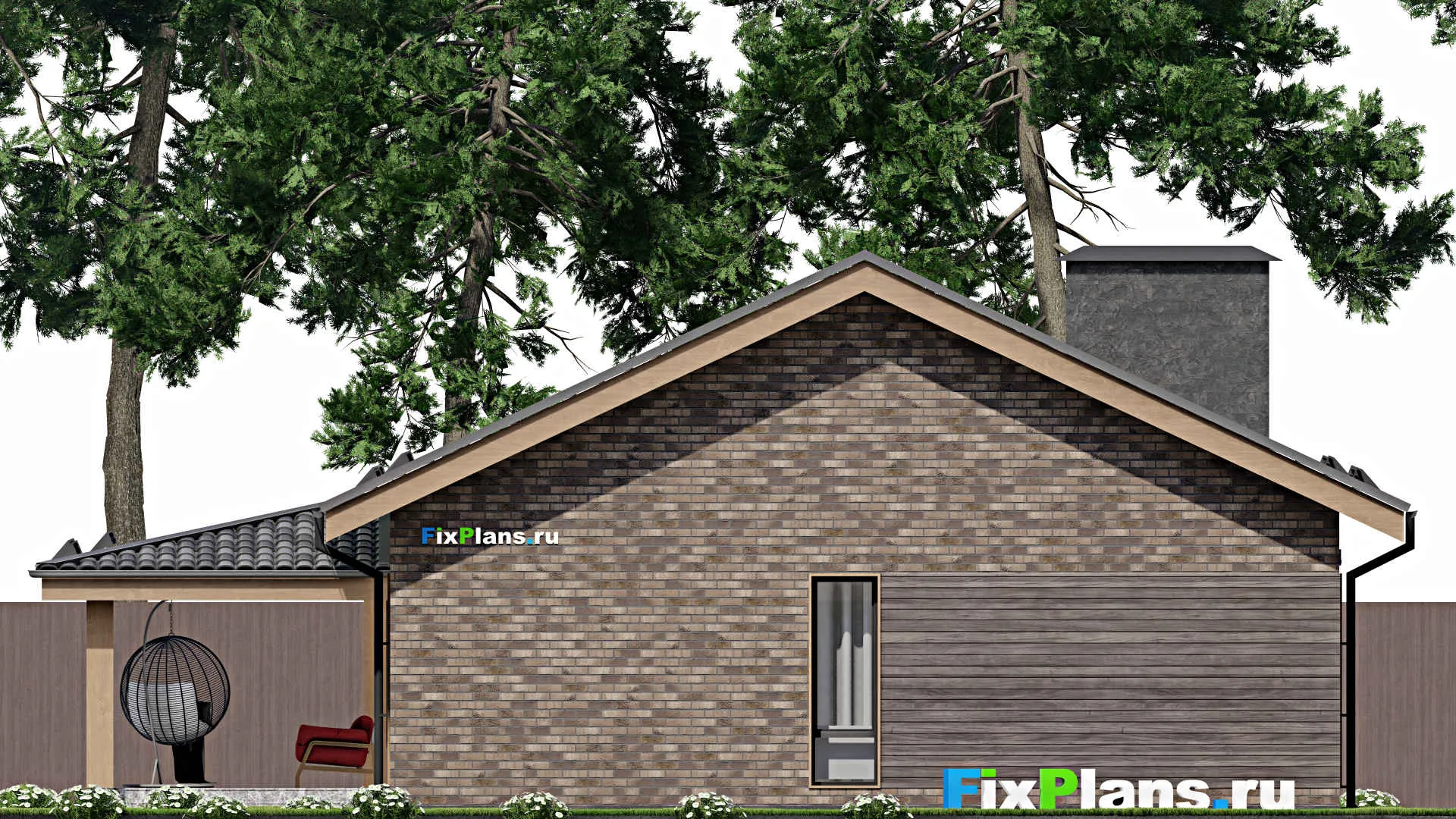 F-5102 - План одноэтажного дома 11 на 17, площадью 180 м² с террасой и 3 спальнями