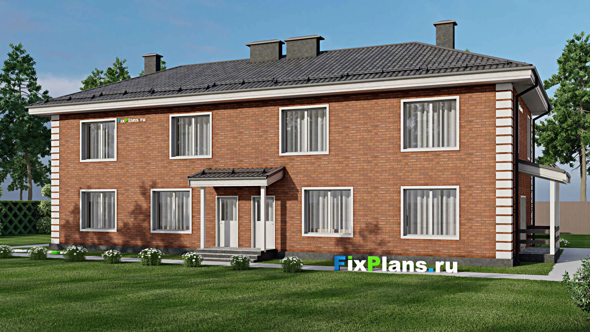 F-6911 - Проект двухэтажного дома 12 на 24, площадью 290 м² с 6 спальнями