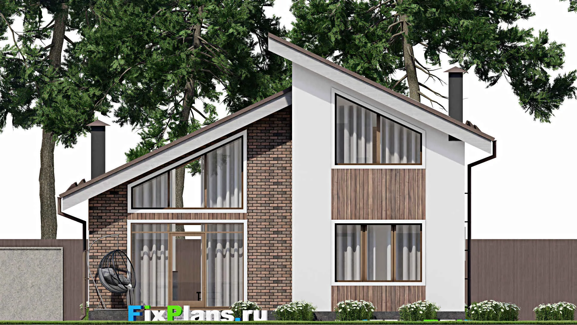 F-10160 - Проект дома с мансардой 11 на 14, площадью 150 м² с террасой и 3 спальнями