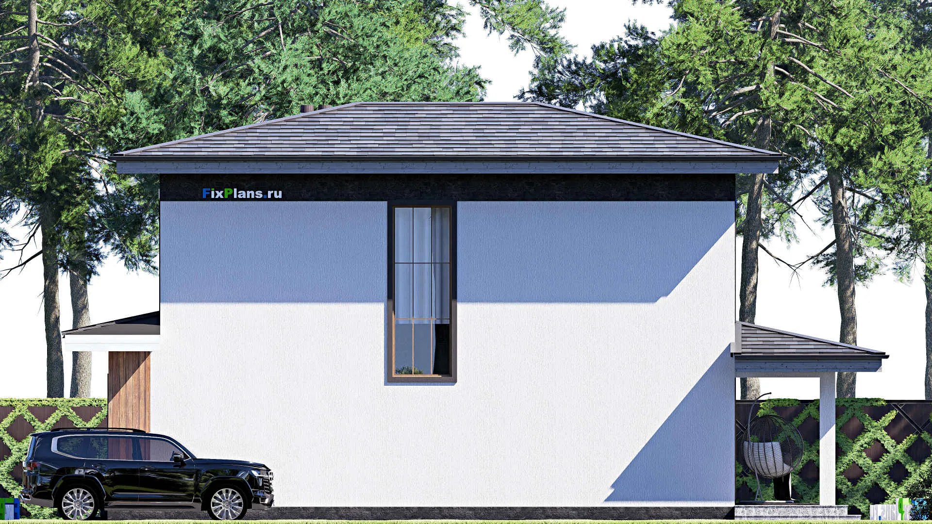 F-19493 - Проект двухэтажного дома 8 на 15, площадью 150 м² с террасой и 4 спальнями