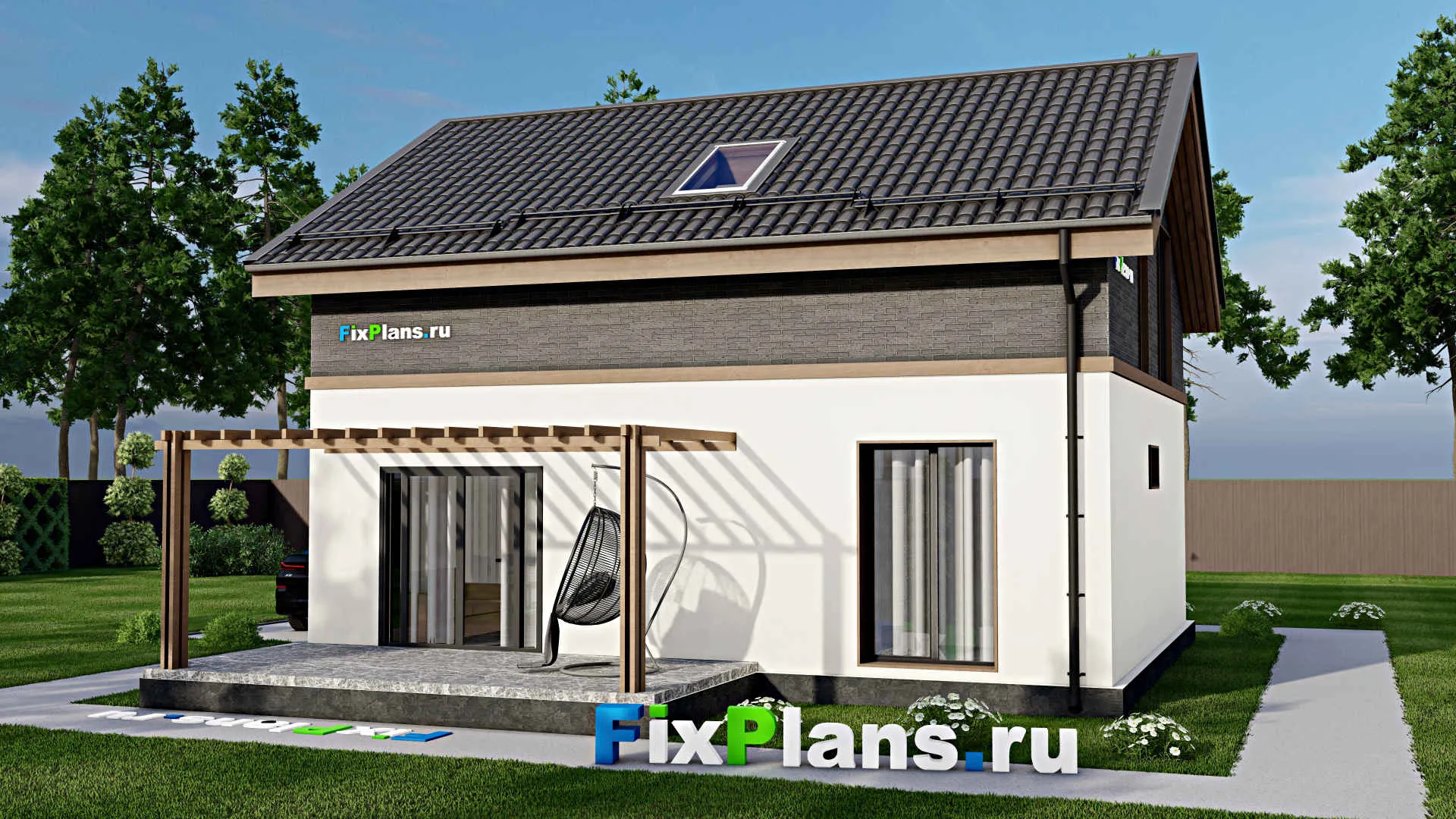 F-5939 - Проект дома с мансардой 9 на 10, площадью 140 м² с террасой и 4 спальнями