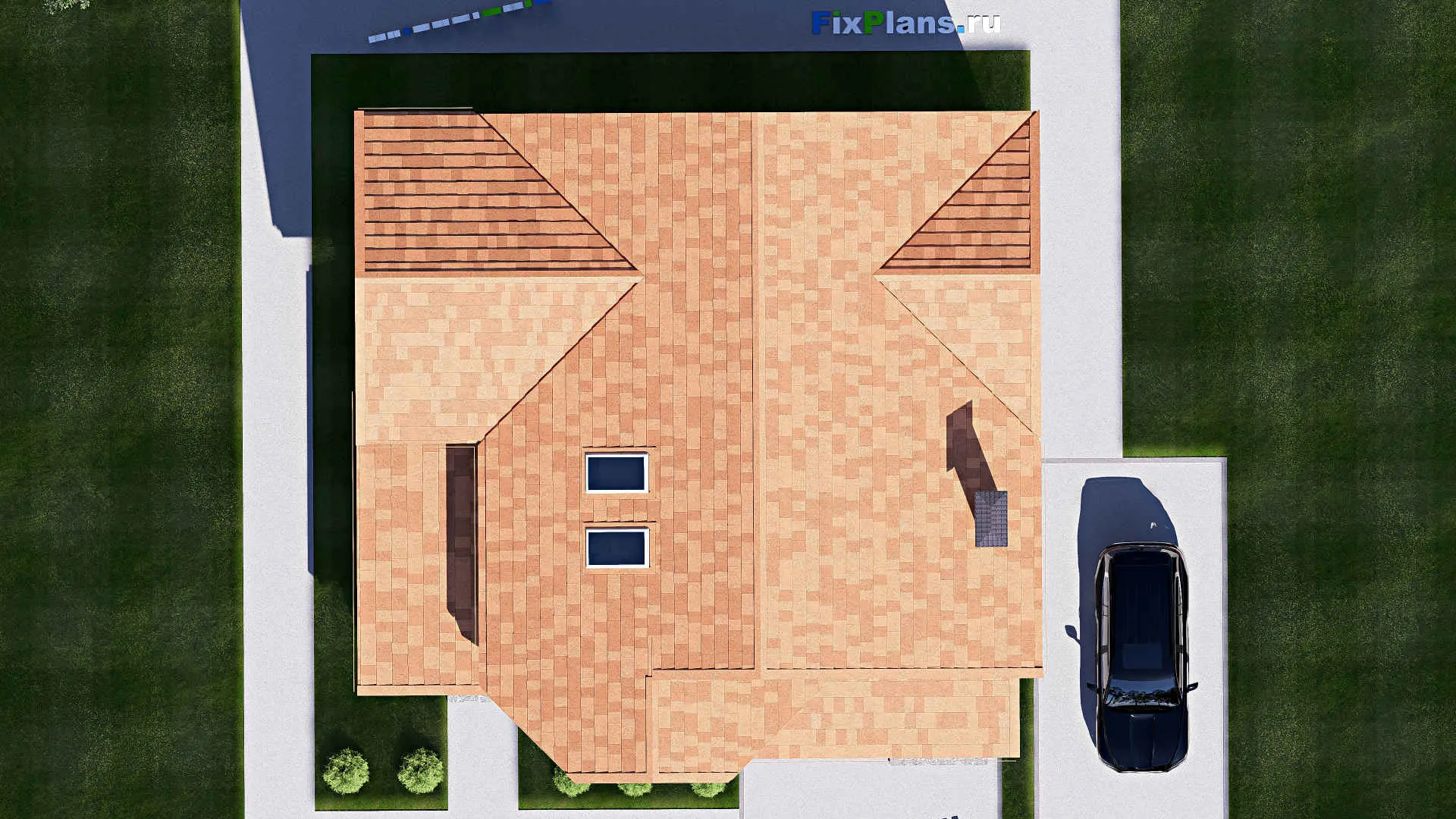 F-19268 - Проект дома с мансардой 13 на 14, площадью 230 м² с террасой, балконом и 3 спальнями