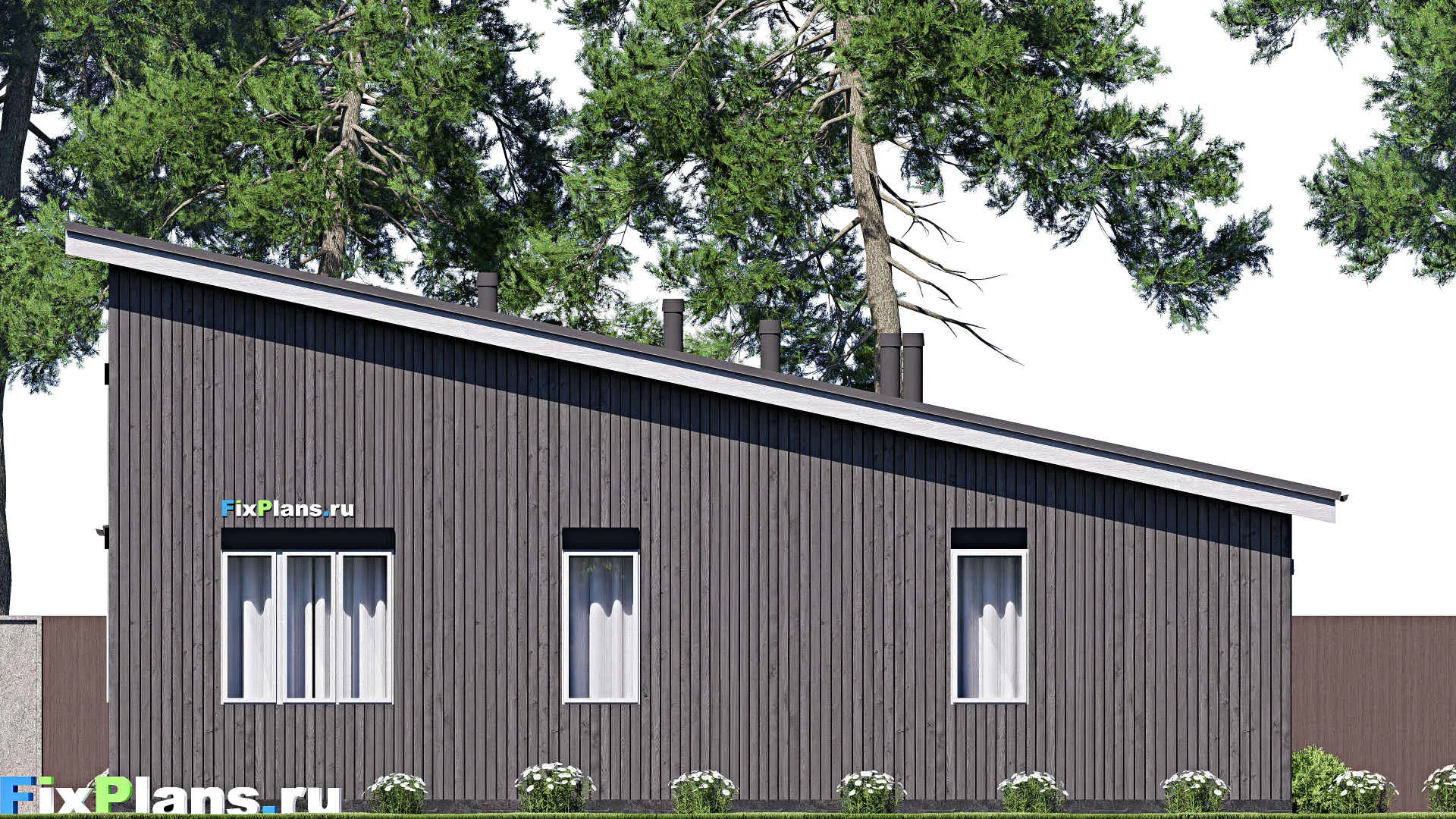 F-20447 - Проект одноэтажного дома 13 на 14, площадью 120 м² с террасой и 2 спальнями