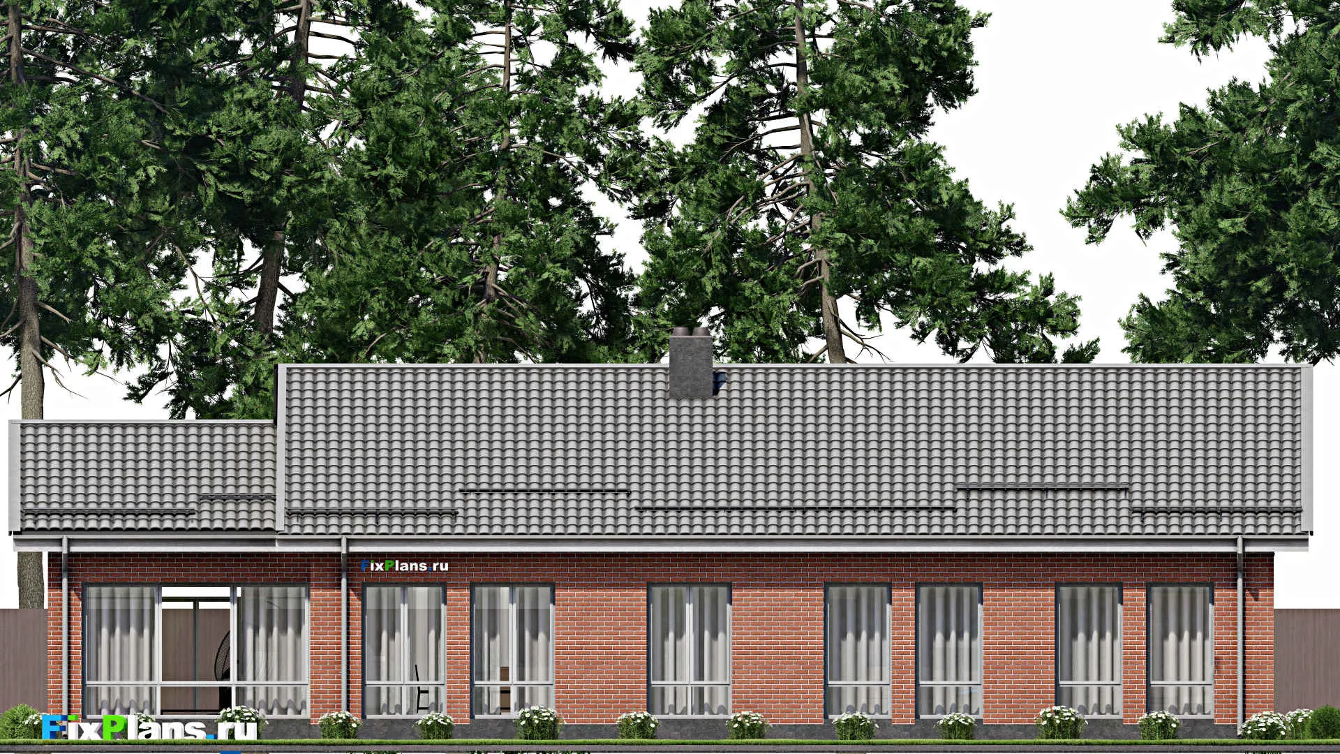 F-2753 - Проект одноэтажного дома 12 на 22, площадью 200 м² с террасой и 2 спальнями