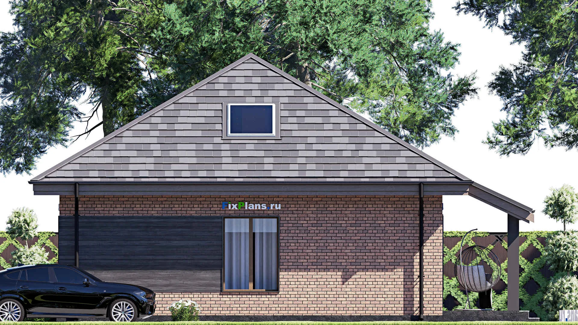 F-17828 - Проект дома с мансардой 12 на 12, площадью 160 м² с террасой и 4 спальнями