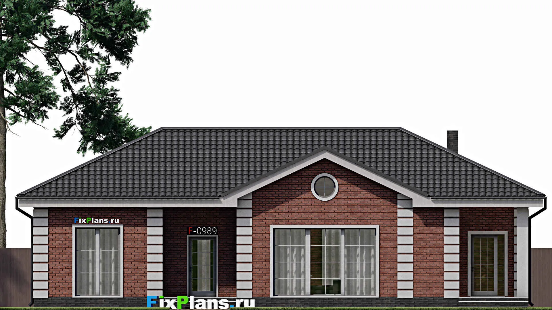 F-0989 - Проект одноэтажного дома 9 на 17, площадью 120 м² с террасой и 2 спальнями