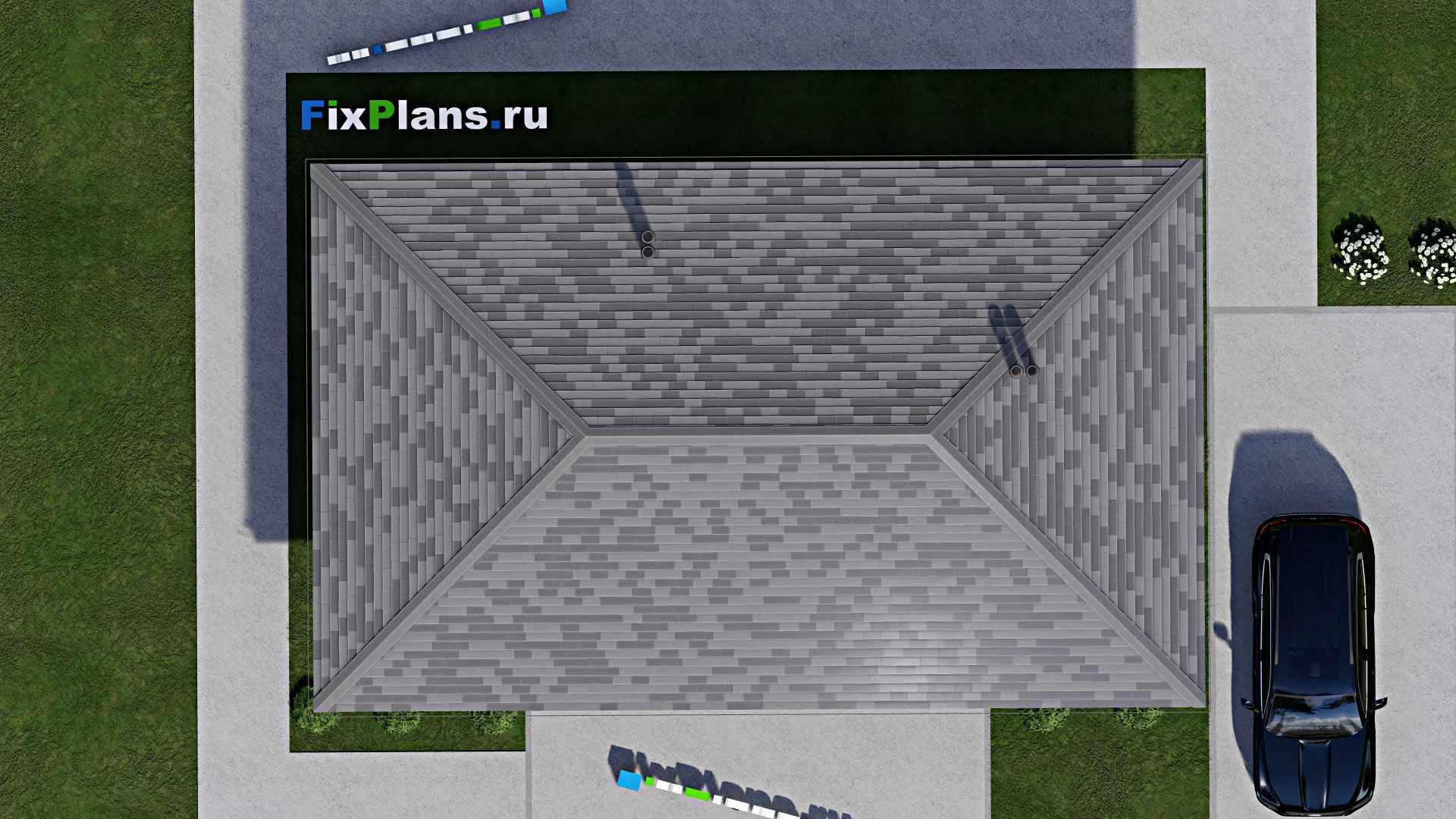 F-12401 - Проект бани 8 на 13, площадью 80 м² с комнатой отдыха, терассой, санузлом и спальней