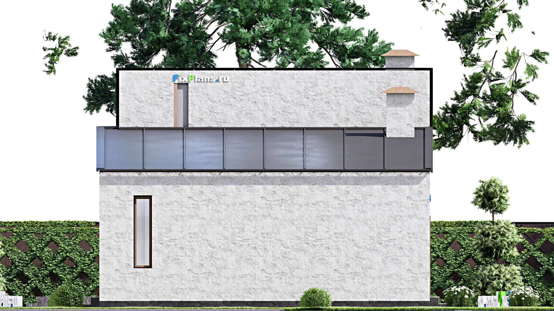 F-14444 - Проект одноэтажного дома 11 на 15, площадью 120 м² с террасой и 2 спальнями
