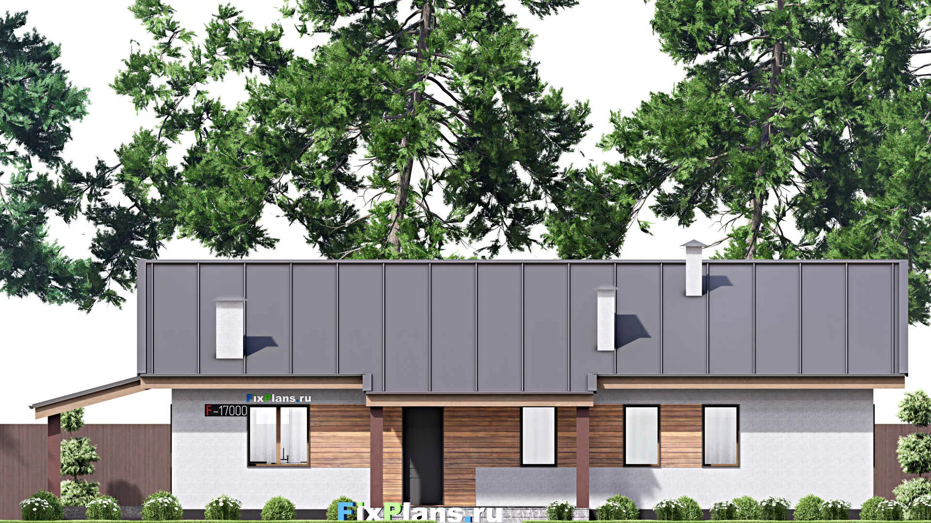 F-17000 - Проект одноэтажного дома 12 на 20, площадью 170 м² с террасой и 3 спальнями